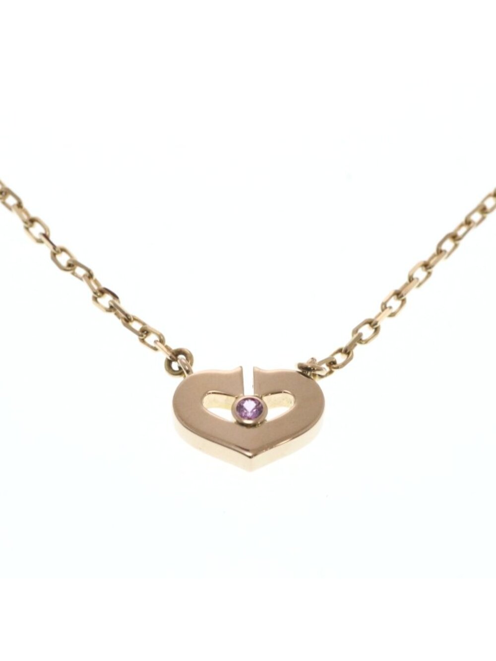 Cartier C Heart Necklace Pink Sapphire 18k Gold
